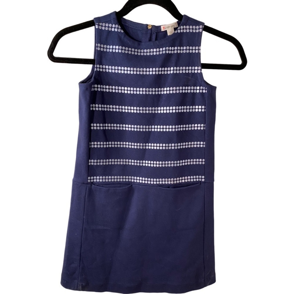 Crewcuts Sleeveless Sheath Dress. Size 7. Adorable Silver Dot Print. Navy.